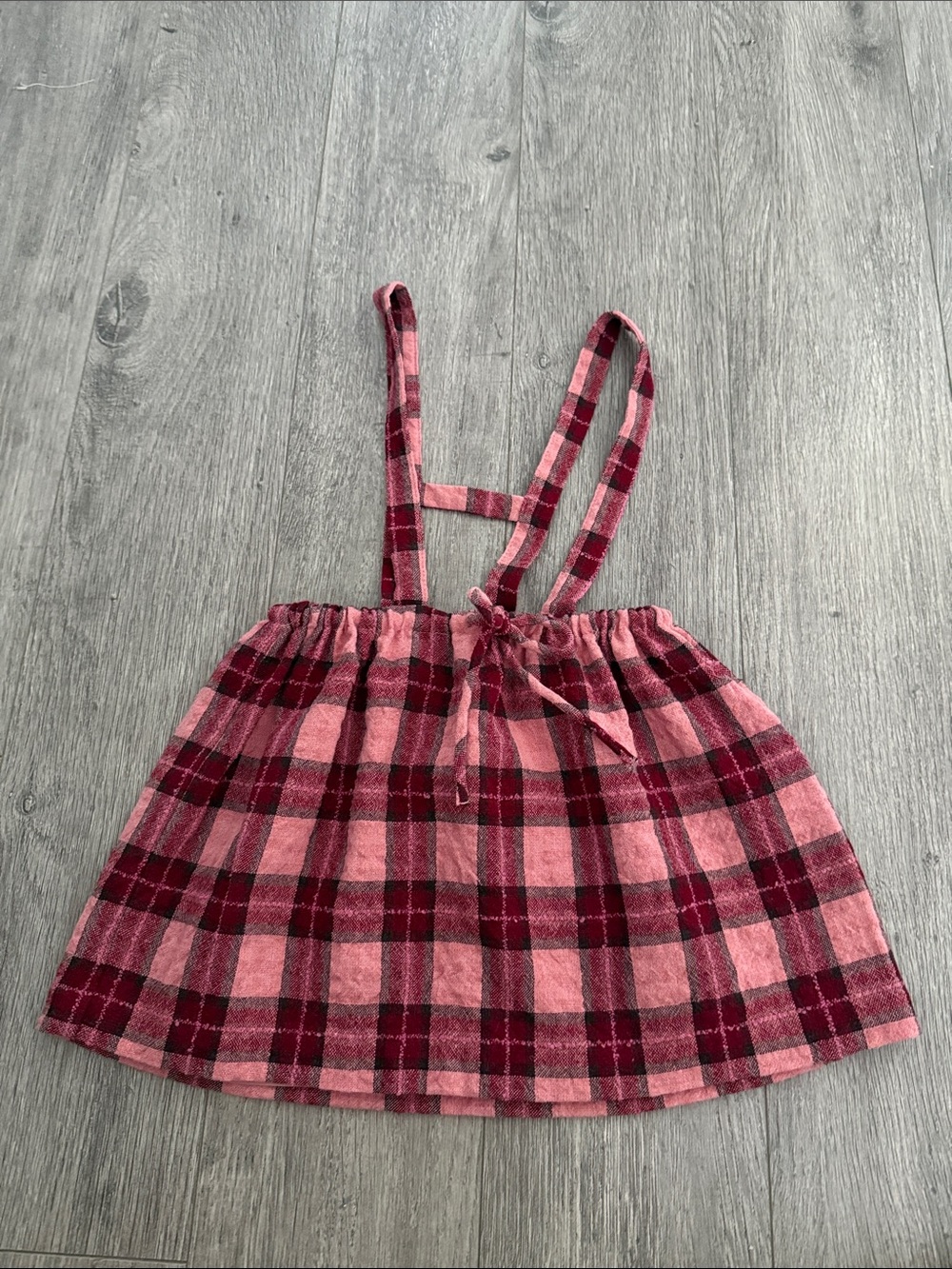Zara Pink and Burgundy Plaid Suspender Skirt